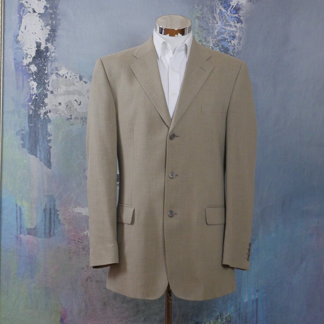 1990s Beige Blazer | Linen Blend Matti Collection by Marimekko Jacket | Large