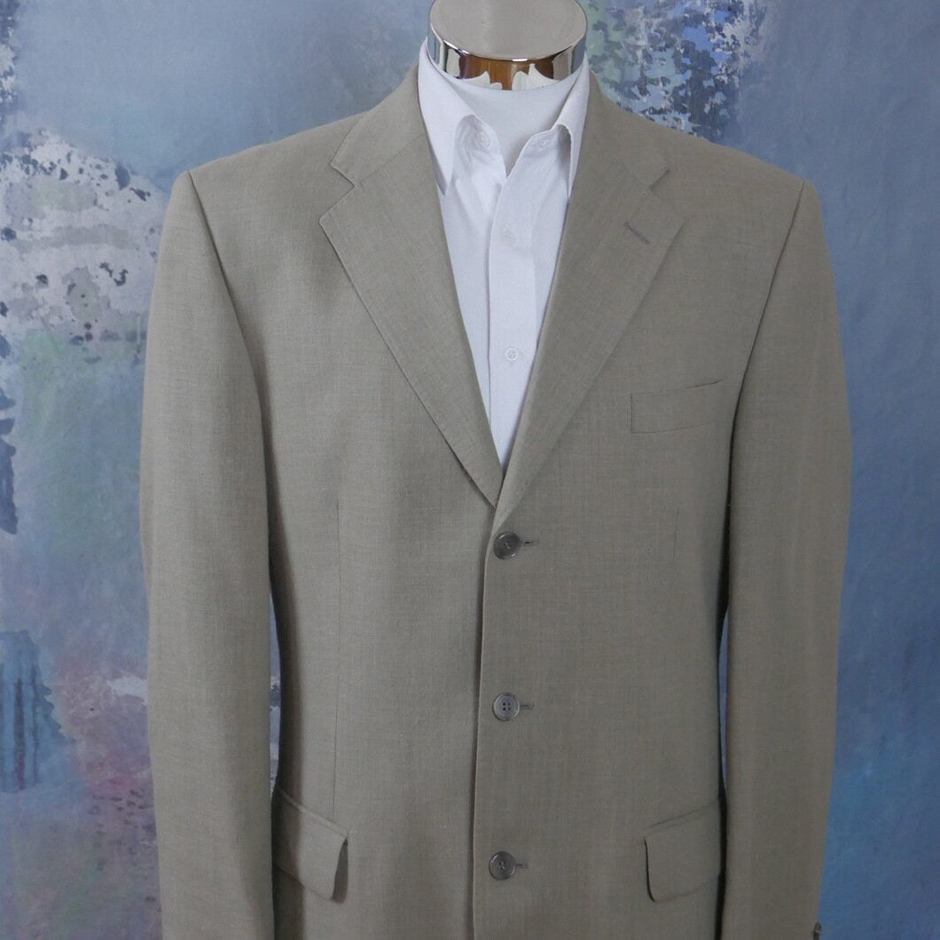 1990s Beige Blazer | Linen Blend Matti Collection by Marimekko Jacket | Large