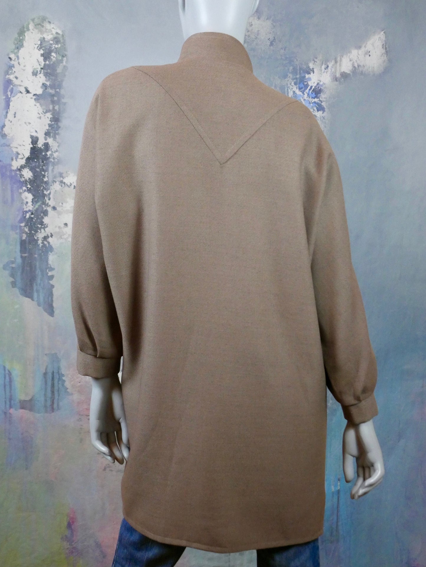1980s Mod Coat | European Vintage Light Brown Lightweight Wool Blend | Large