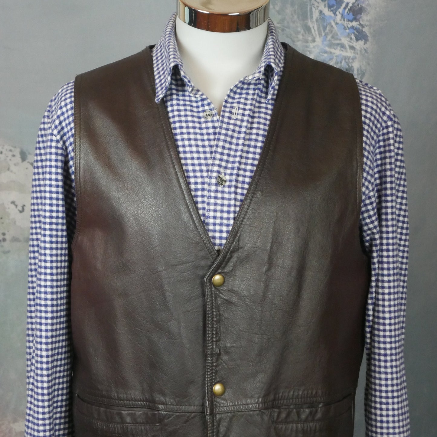 Vintage 1990s Brown Leather Vest | Extra Large