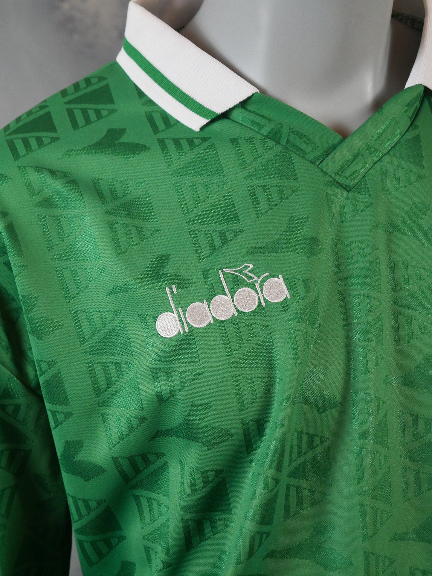 1990s Diadora Football Shirt | Green Long-Sleeve Italian Soccer Jersey | Large