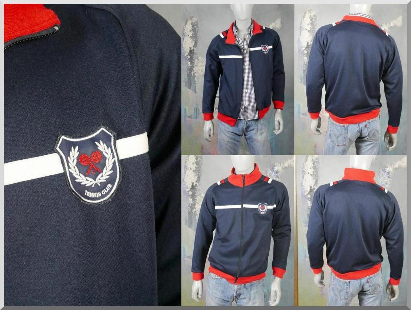 1990s Vintage Tennis Track Jacket |Medium