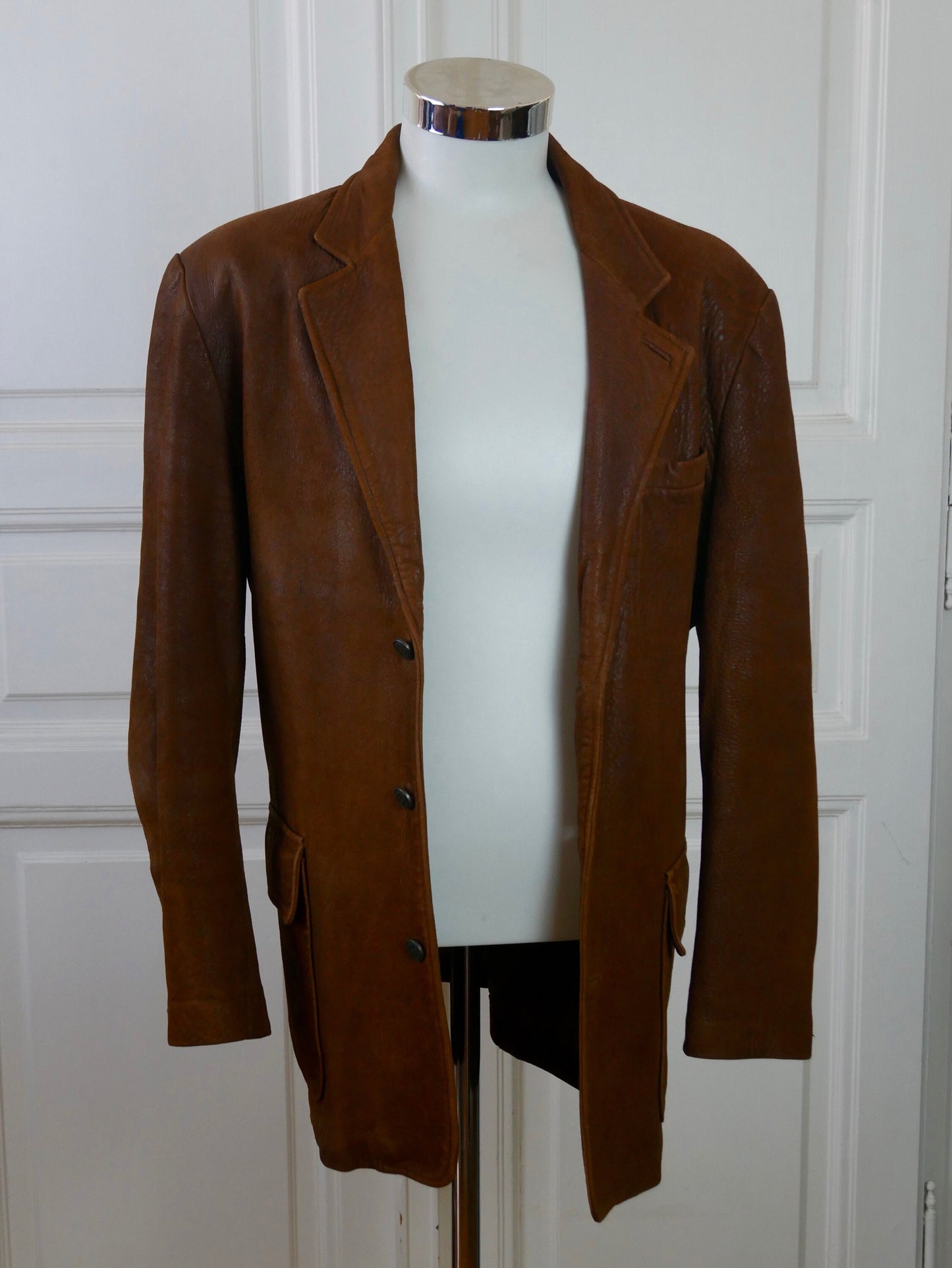 1980s Vintage Leather Jacket | Swedish Blazer Style Men's | Large