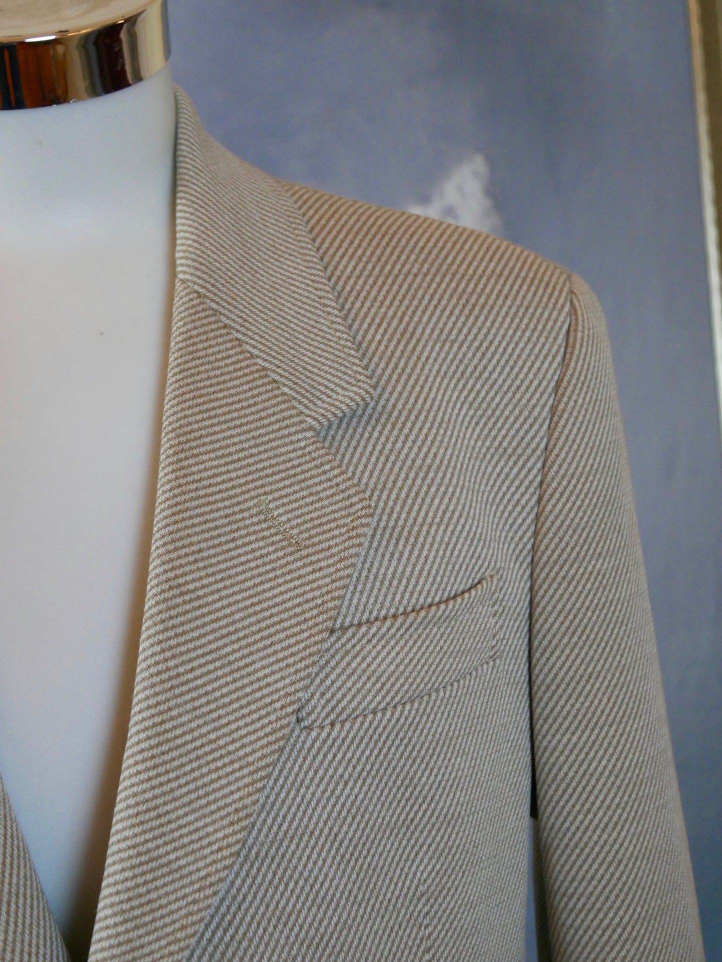 1980s Beige Blazer | German Vintage Wool Blend Single-Breasted Jacket | Medium