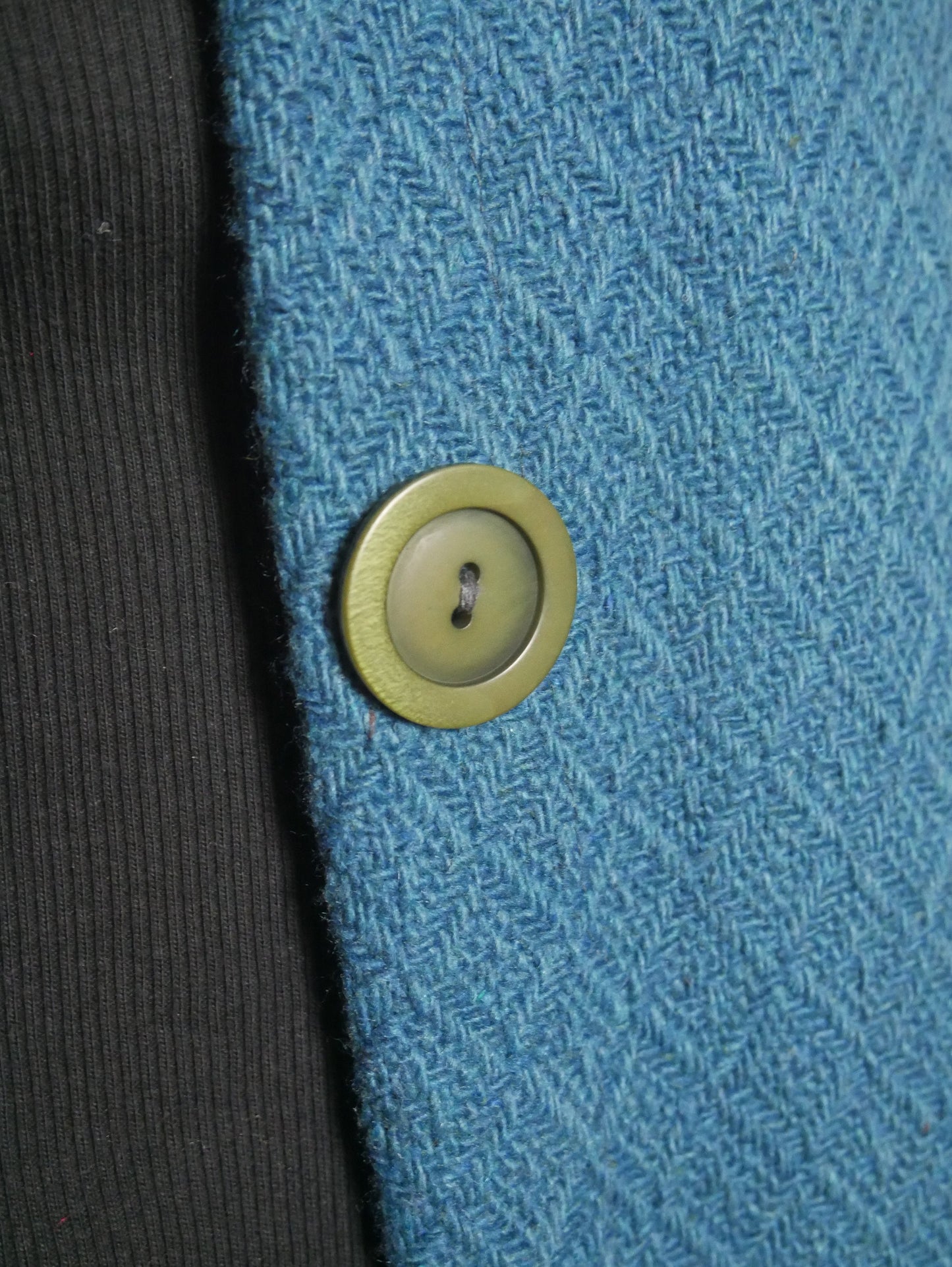 1990s Vintage Turquoise Wool Coat with Hood | Size 14/16 US, 18/22 UK