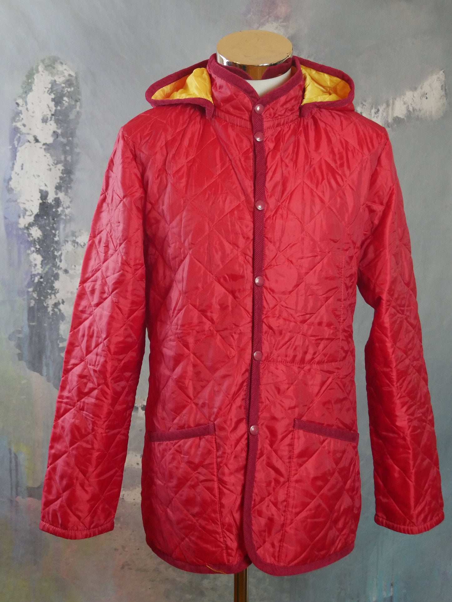 1990s British Vintage Raincoat | Red All-Weather Water-Resistant Jacket | Medium