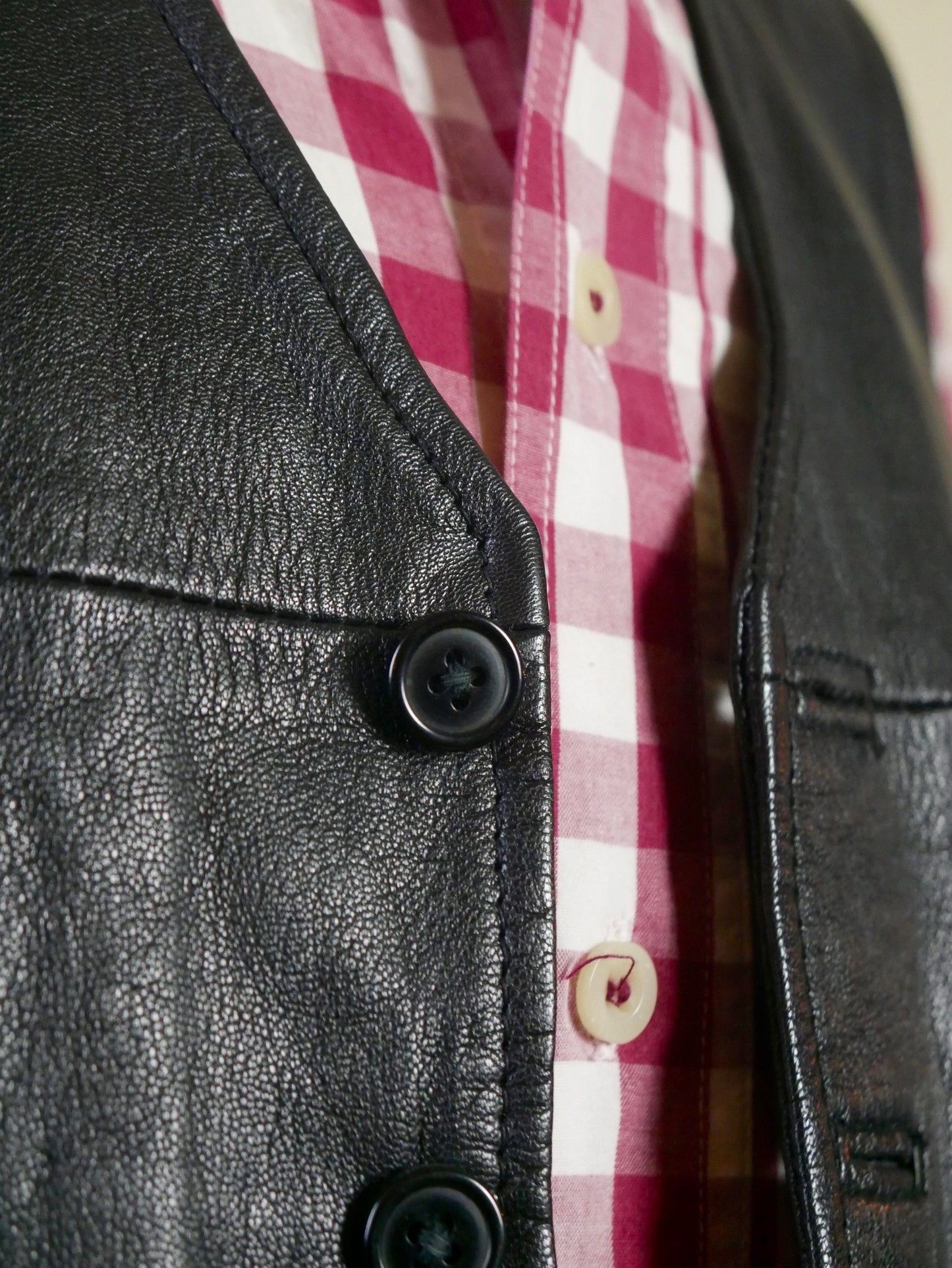 1990s Black Leather Vest | Swedish Vintage | Large