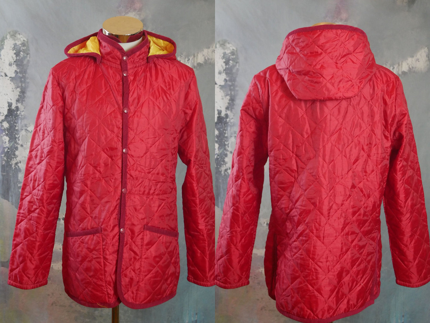 1990s British Vintage Raincoat | Red All-Weather Water-Resistant Jacket | Medium
