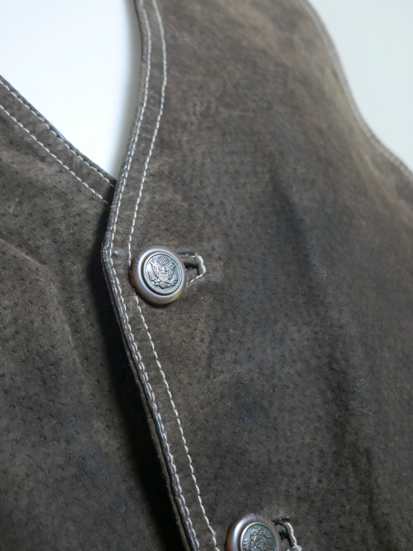 1990s Brown Leather Vest | European Vintage Waistcoat | Large