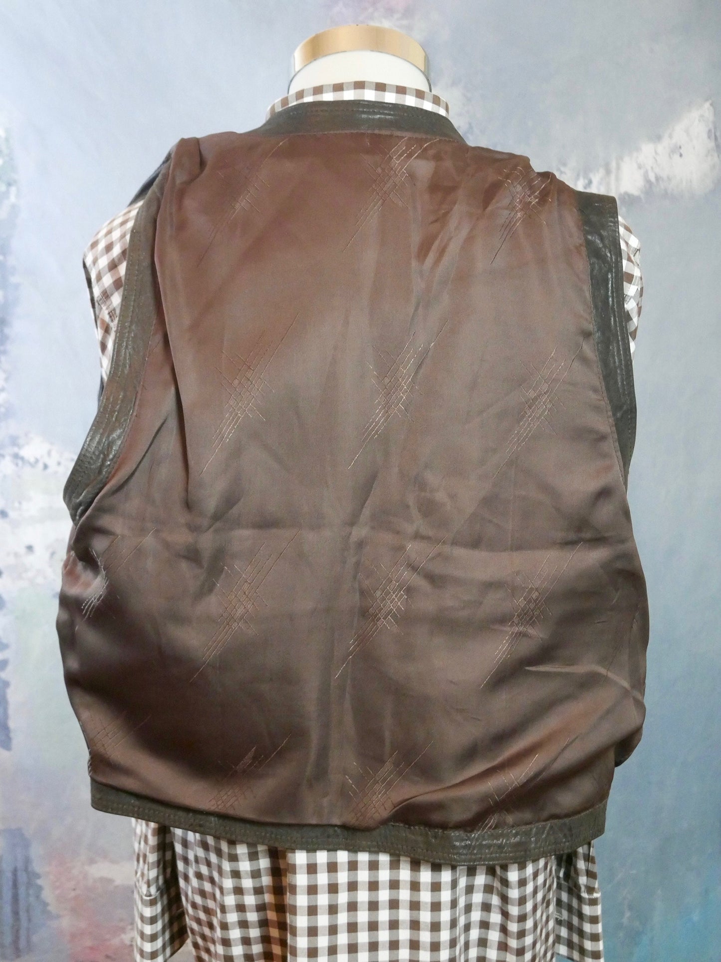 1980s Brown Leather Vest | Large
