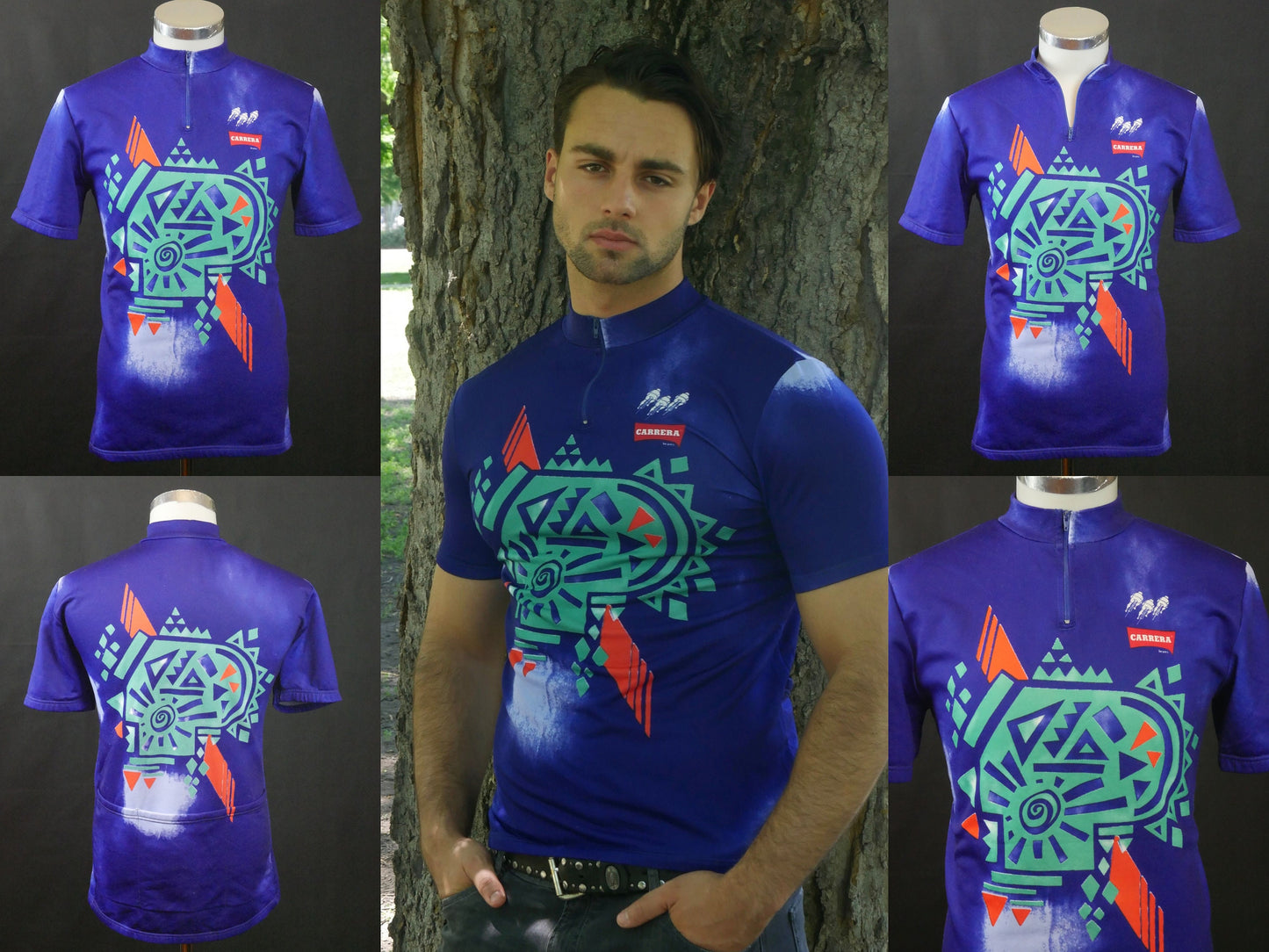 1990s Cycling Jersey | European Vintage Short Sleeve Biking Shirt | Medium