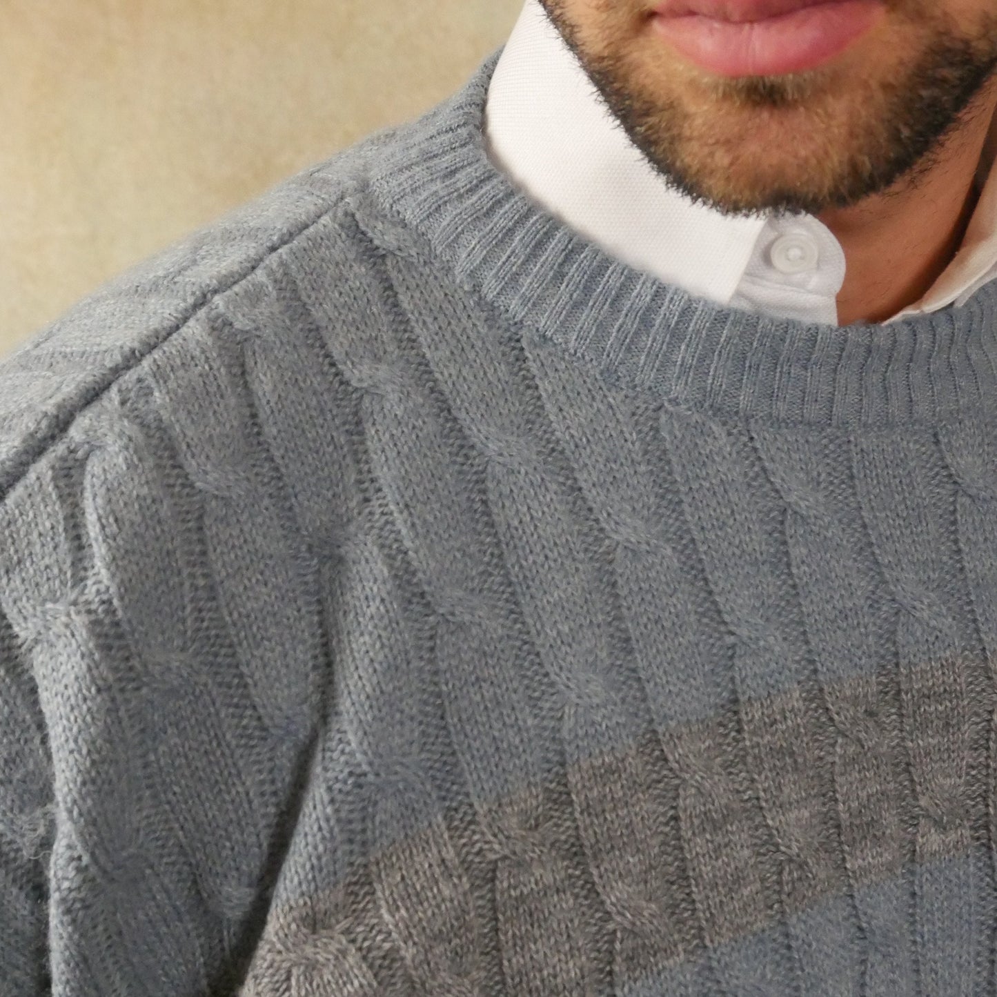 1980s Vintage Sweater | Slate Powder Blue Crewneck Pullover | Large