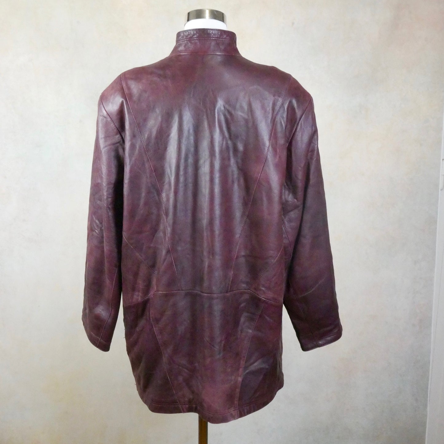 1980s Burgundy Leather Jacket | European Vintage | Extra Large
