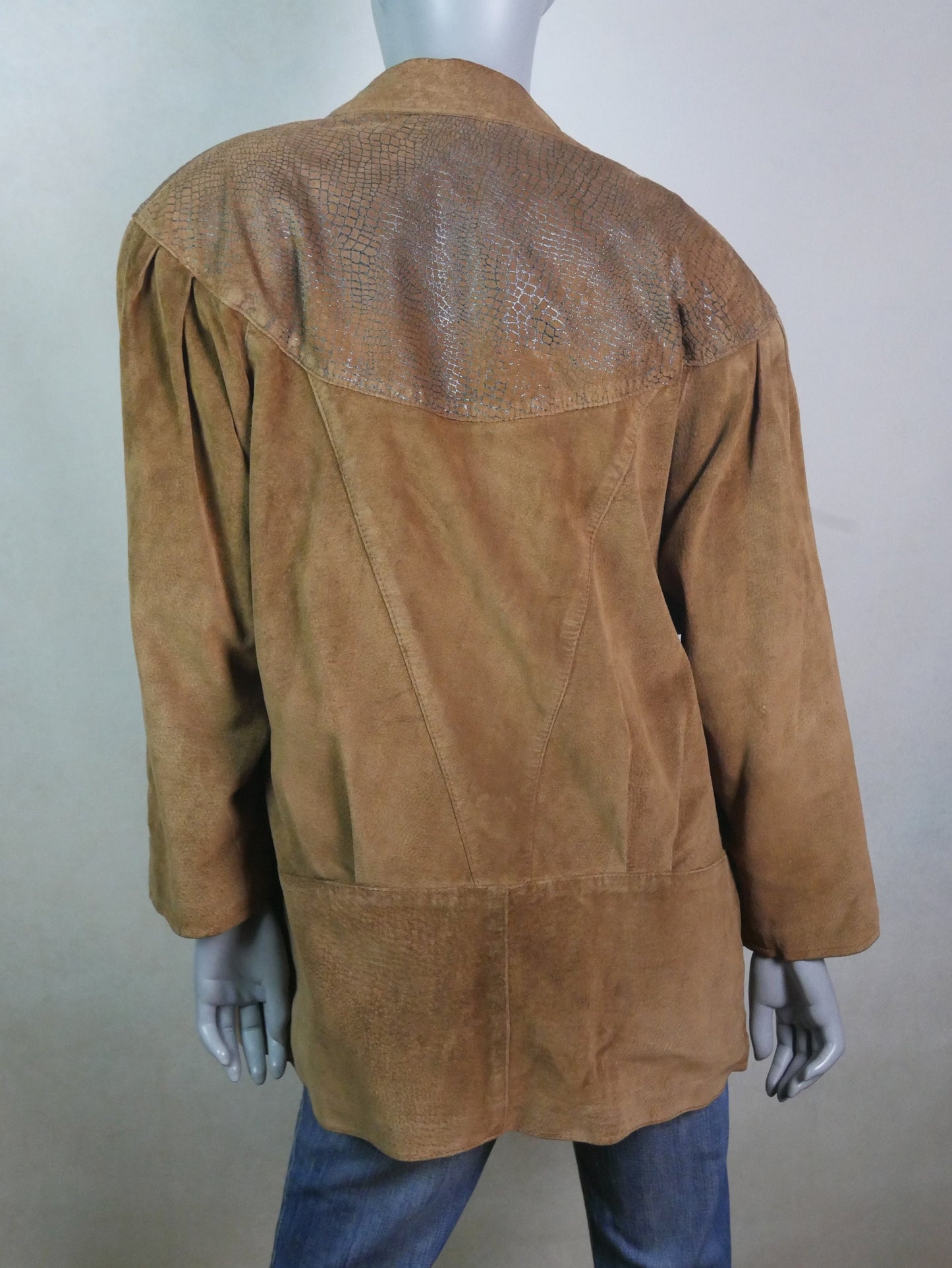 80s Women's Leather Jacket, Tan Vintage Coat | Extra Large