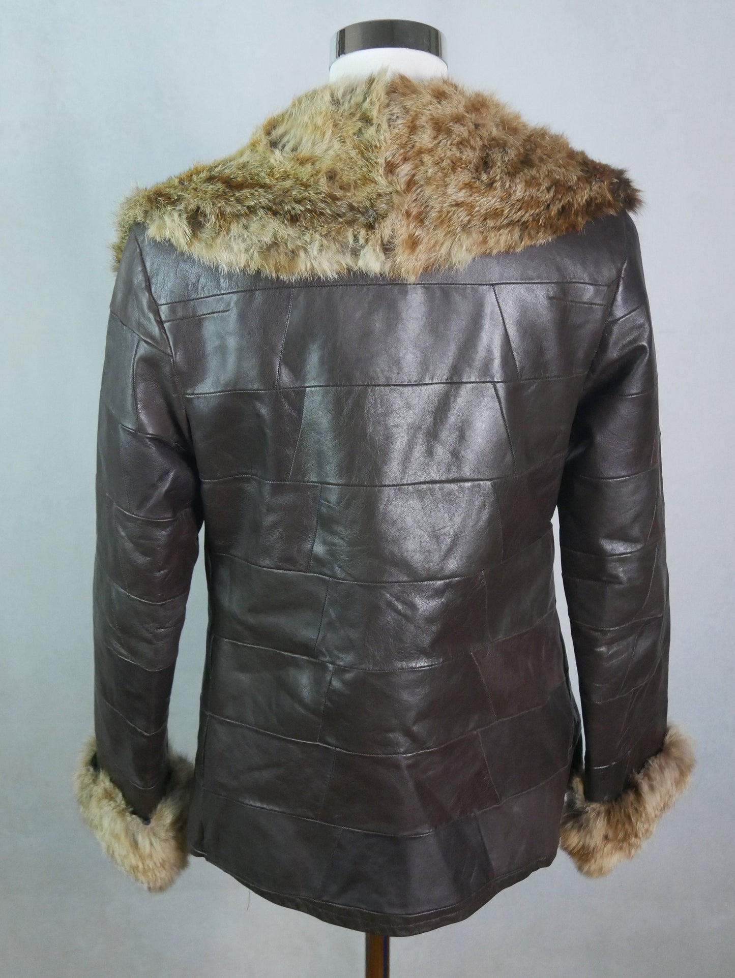 70s Brown Leather Jacket with Genuine Fur Collar | European Vintage | Small
