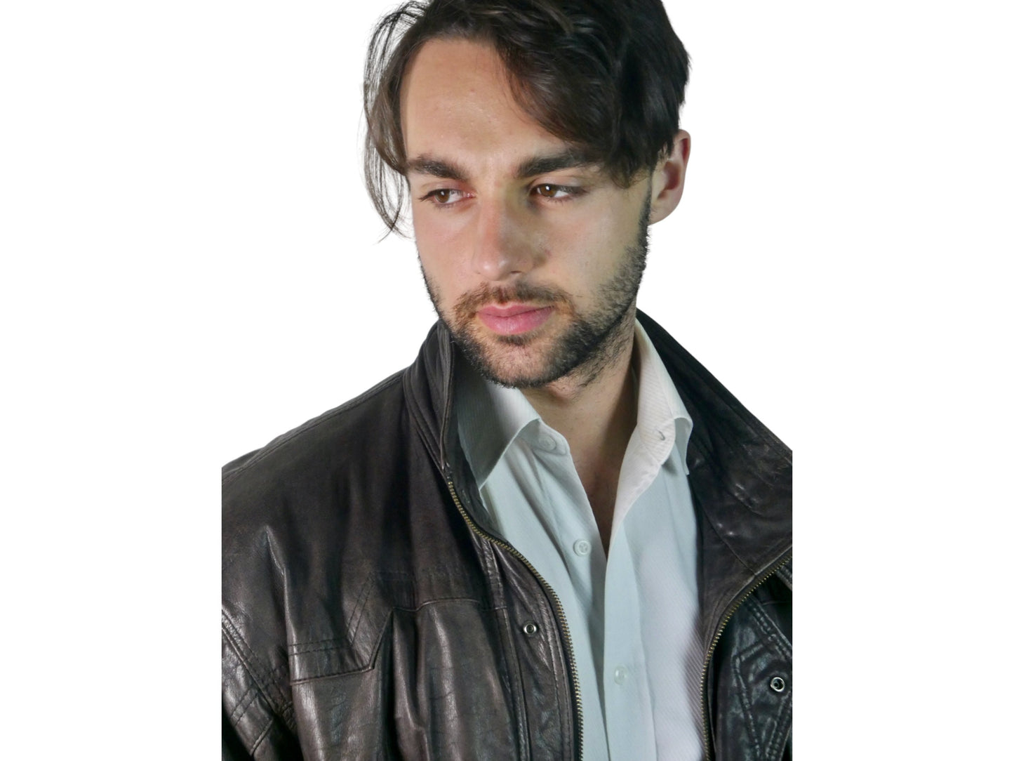 80s Italian Vintage Brown Leather Jacket | Large
