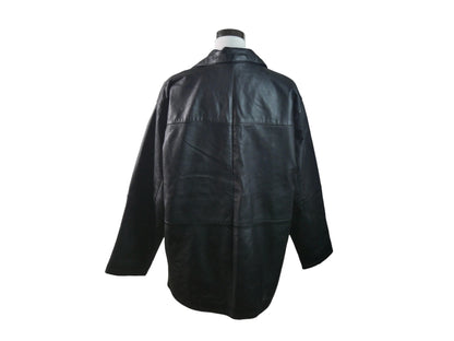 Women's Vintage Black Leather Jacket | 1990s European Style | XXL