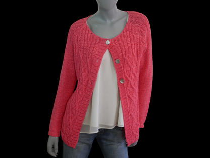 Vintage Pink Cardigan | 90s Sweater | Large