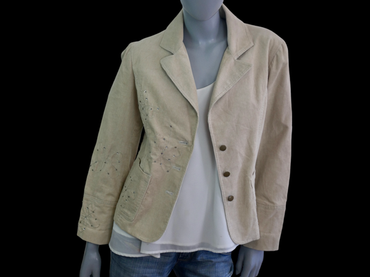 Women's 90s Vintage Corduroy Jacket | Beige | Medium