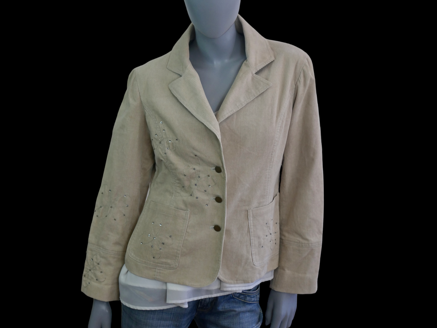 Women's 90s Vintage Corduroy Jacket | Beige | Medium