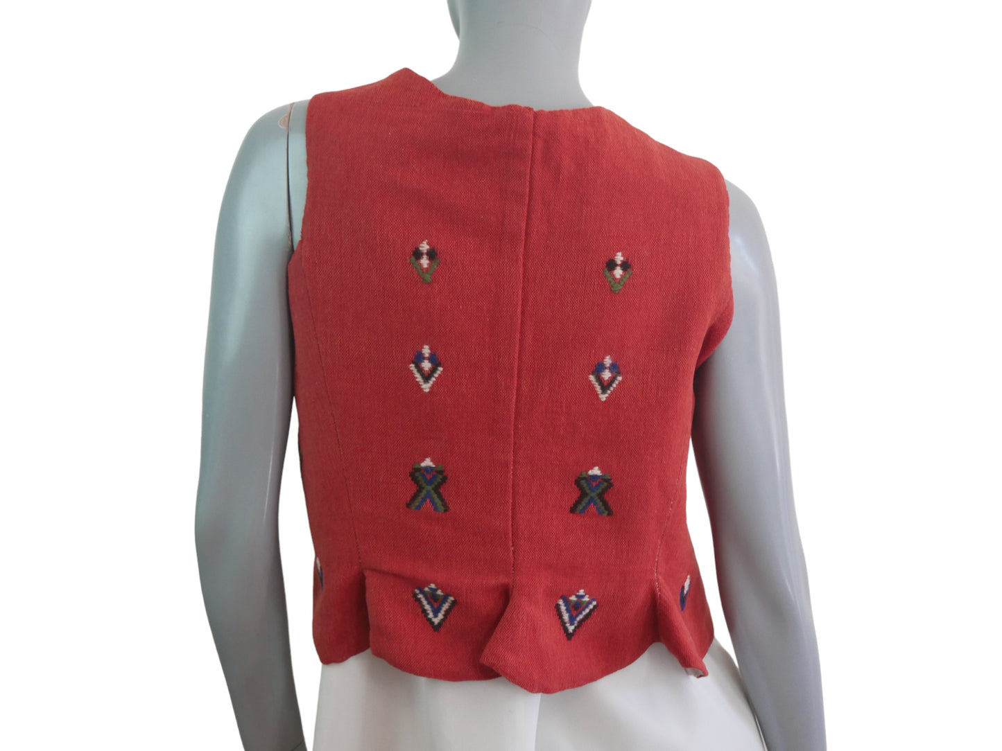 Burnt Orange Embroidered Wool Vest | 90s Vintage Womenswear | Large