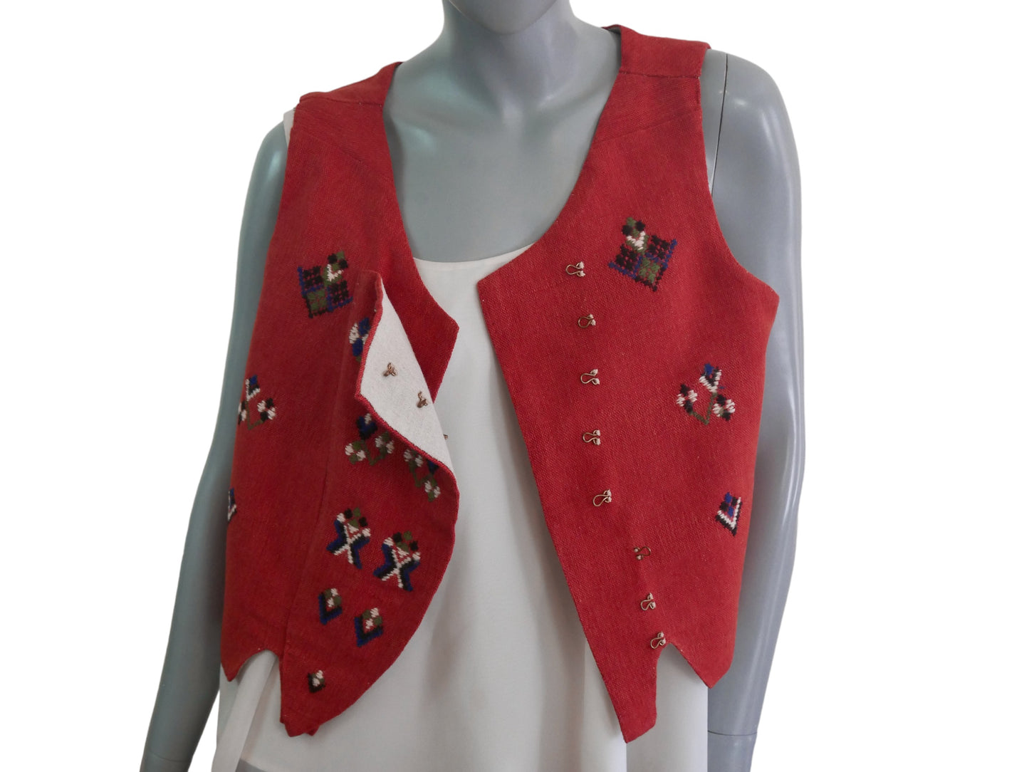 Burnt Orange Embroidered Wool Vest | 90s Vintage Womenswear | Large