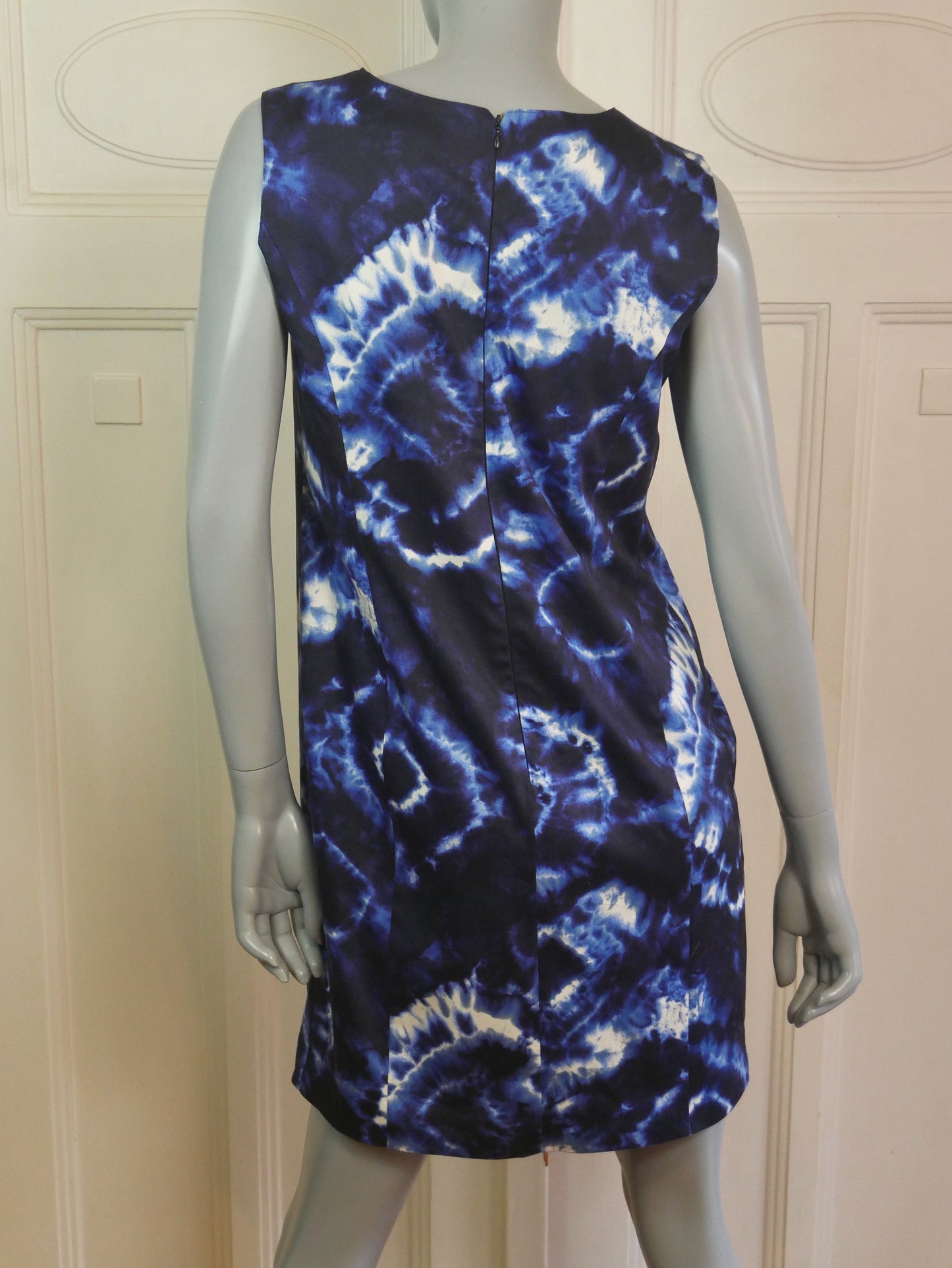 Blue Tie-Dye Sleeveless Dress with Matching Bolero Jacket | Medium