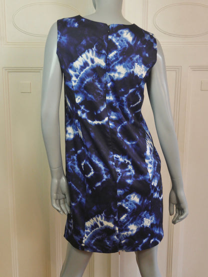 Blue Tie-Dye Sleeveless Dress with Matching Bolero Jacket | Medium