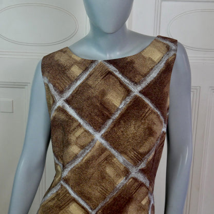 Sleeveless Dress | Brown Beige Silver | Extra Large