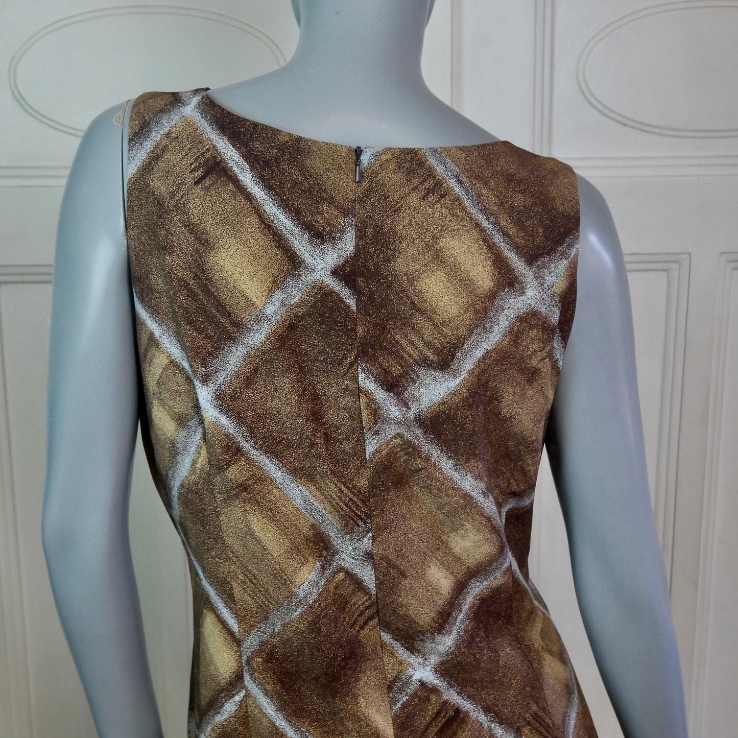 Sleeveless Dress | Brown Beige Silver | Extra Large