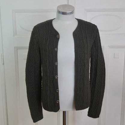 Brown Cable Knit Cardigan | Men's Vintage Handmade Knit Sweater | Small