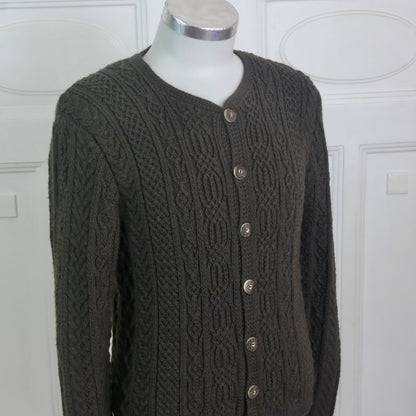 Brown Cable Knit Cardigan | Men's Vintage Handmade Knit Sweater | Small