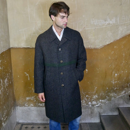 Charcoal Gray Loden Wool Overcoat | 1990s Vintage Winter Coat | XXL