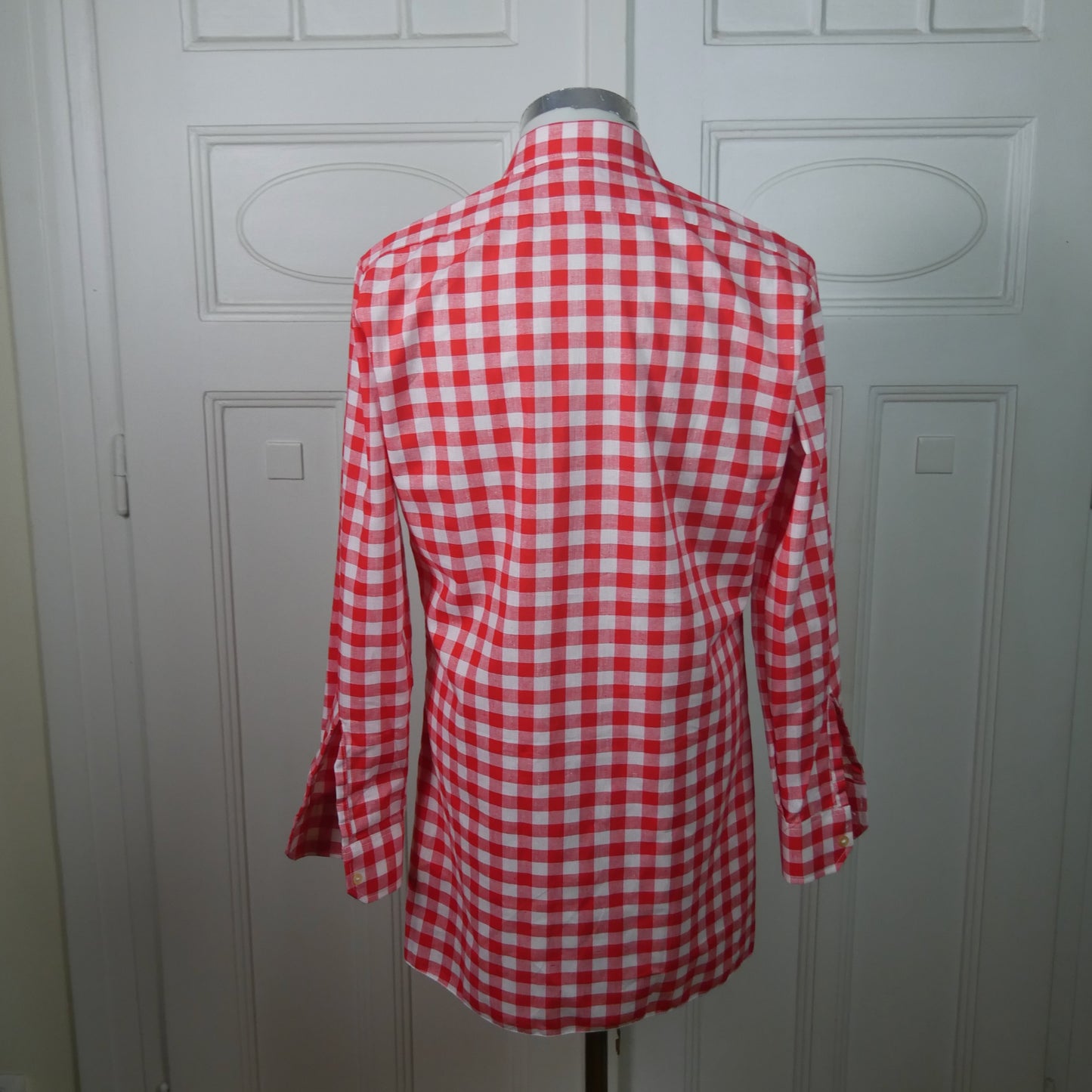 Vintage Check Shirt | Red & White Cotton | Medium