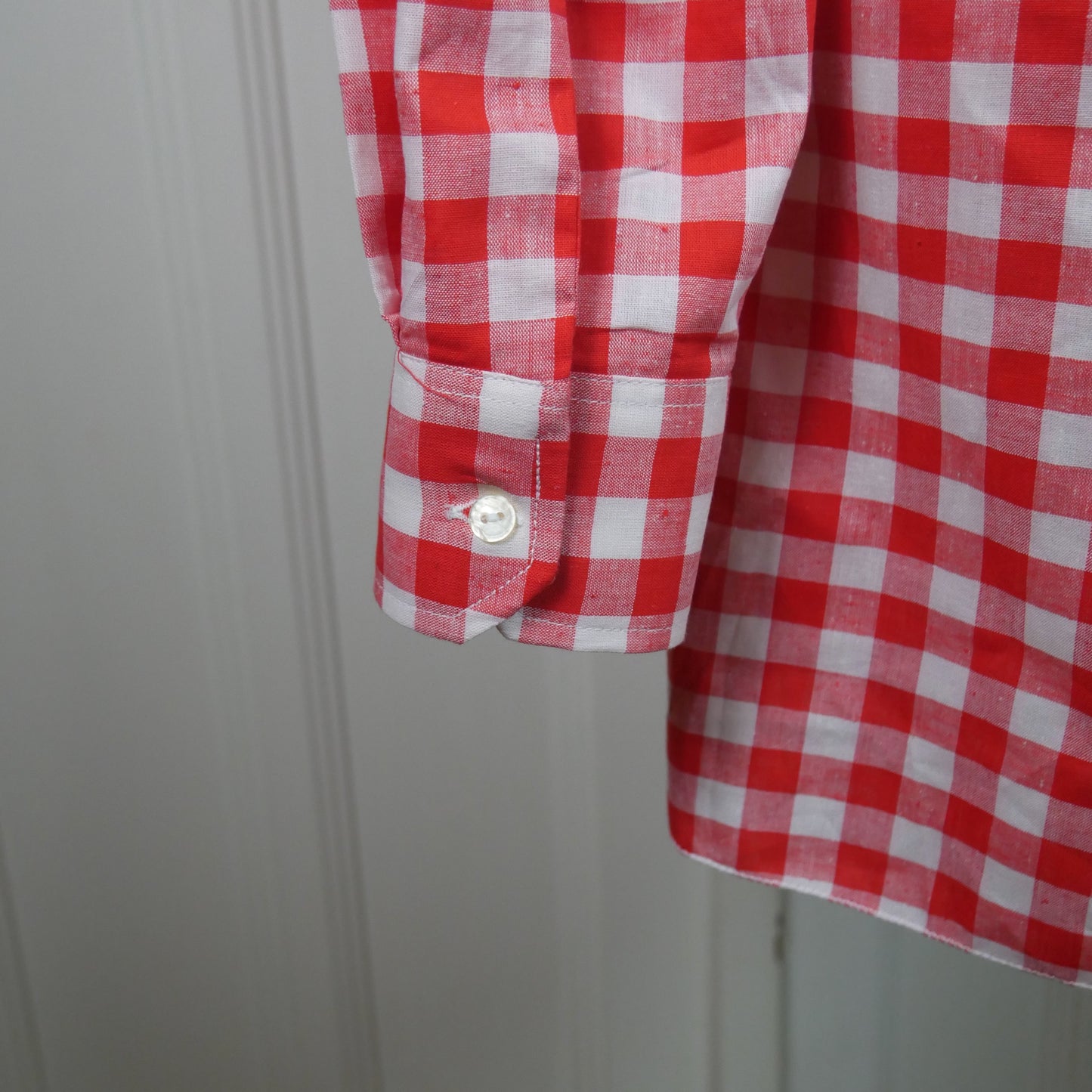 Vintage Check Shirt | Red & White Cotton | Medium