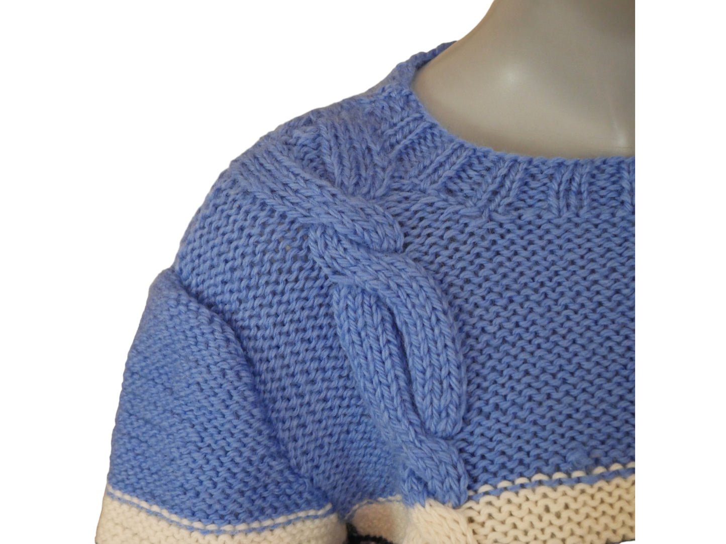 Blue Cable Knit Sweater | 1990s Women's Vintage Pullover | Medium