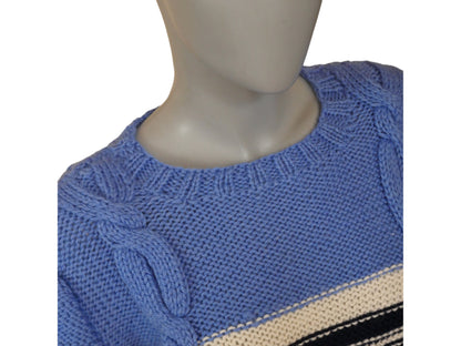 Blue Cable Knit Sweater | 1990s Women's Vintage Pullover | Medium