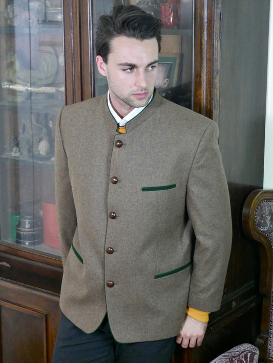 Olive Brown Janker Jacket | 90s Vintage Men's Trachten Lodenfrey Blazer | Size 46 US/UK