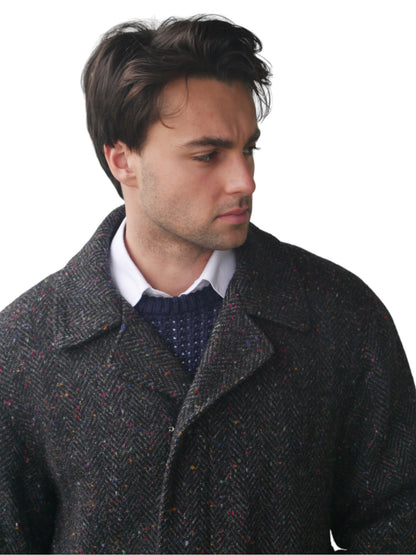 Men's Vintage Gray Overcoat | 1980s European | Extra Large