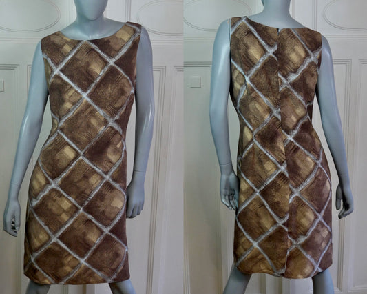 Sleeveless Dress | Brown Beige Silver | Extra Large