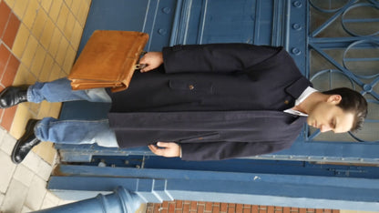 1980s Overcoat | Navy Blue Loden Wool & Alpaca Winter Coat | Extra Large