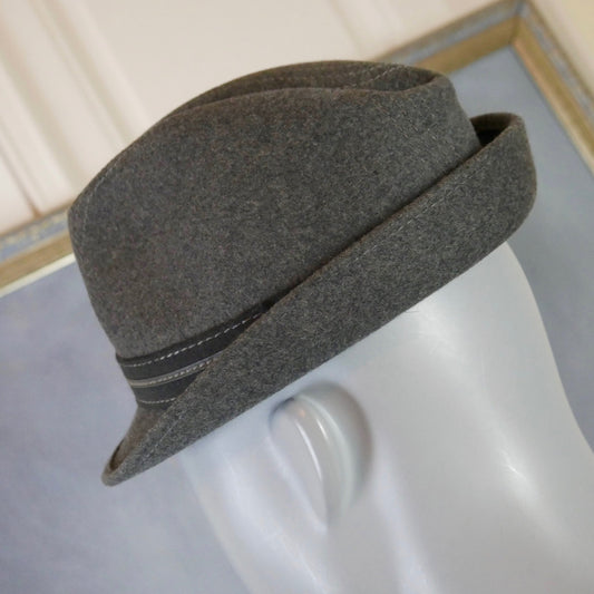1960s Fedora | Men's European Vintage Gray Wool Trilby Hat | Small Leo Gabor Vintage