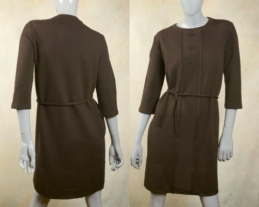 1960s Vintage Brown Dress Leo Gabor Vintage