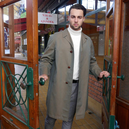 1960s Vintage Men's Trench Coat | Swedish Classic Lightweight Overcoat | Size 46 US Leo Gabor Vintage