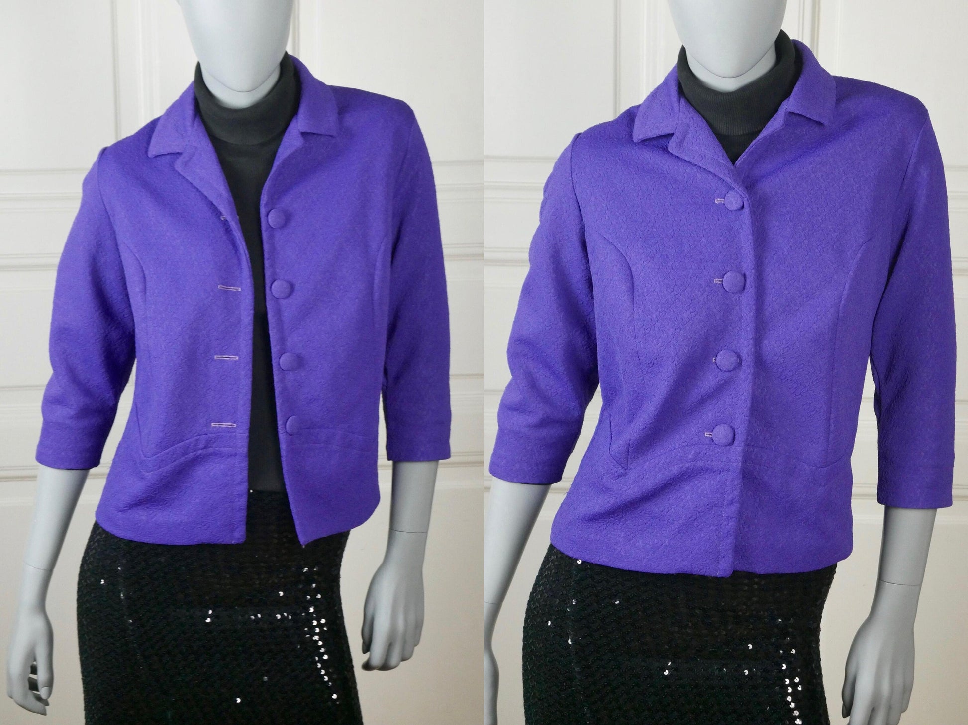 1960s Vintage Purple Blazer | Jackie Kennedy Style Jacket Leo Gabor Vintage