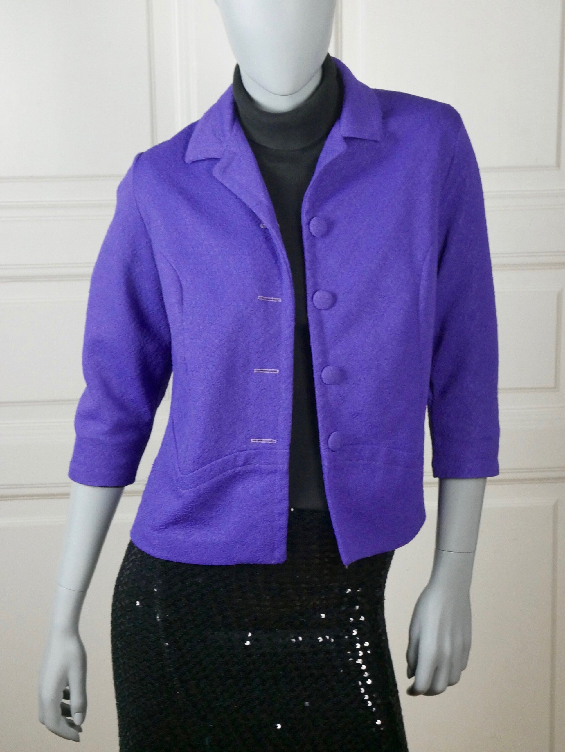 1960s Vintage Purple Blazer | Jackie Kennedy Style Jacket Leo Gabor Vintage