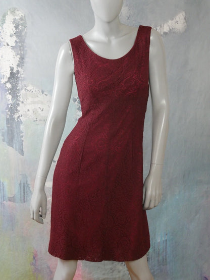 1960s Vintage Sleeveless Dress | Burgundy Cotton Paisley | Mod Summer Style Leo Gabor Vintage
