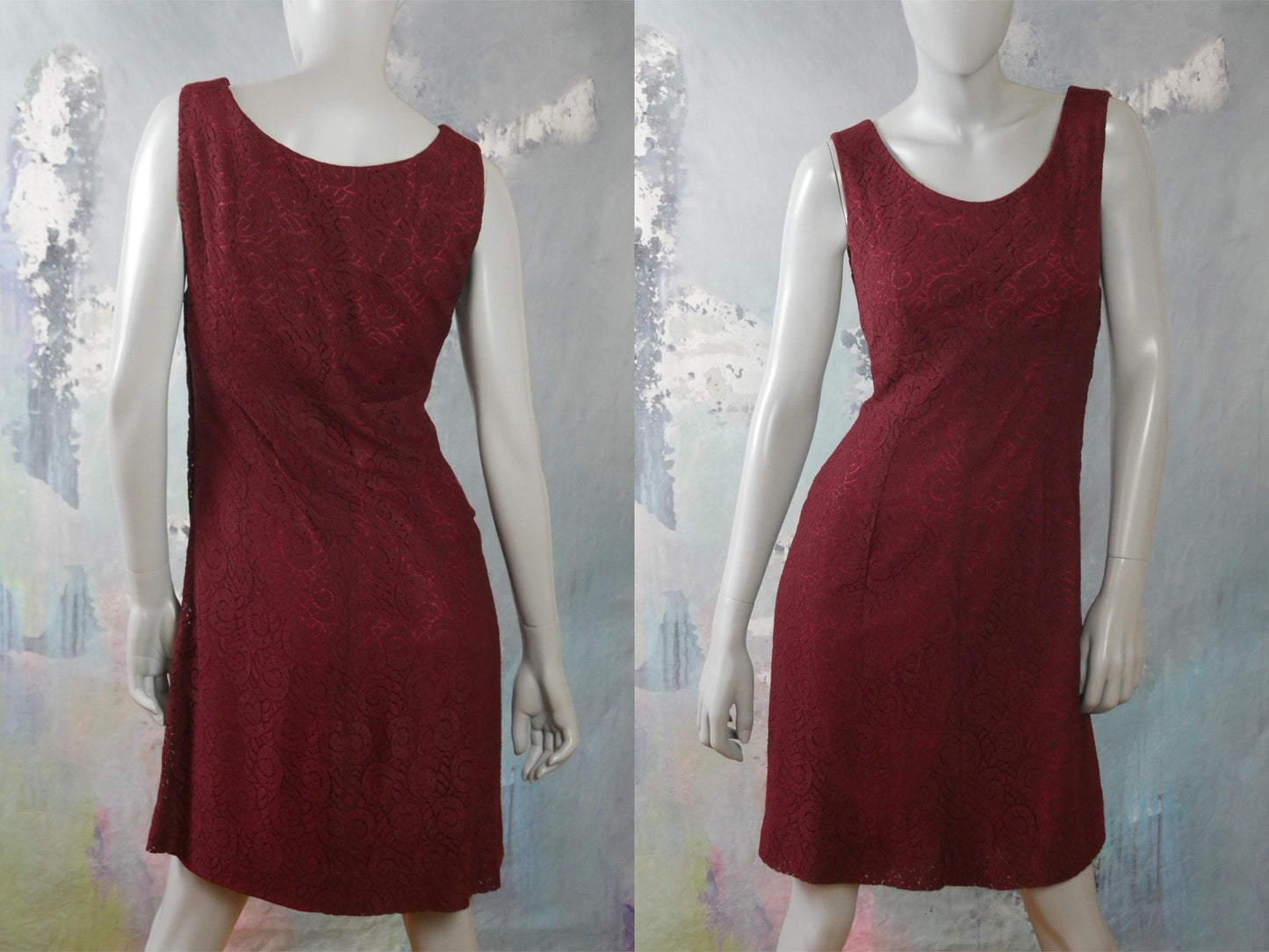 1960s Vintage Sleeveless Dress | Burgundy Cotton Paisley | Mod Summer Style Leo Gabor Vintage