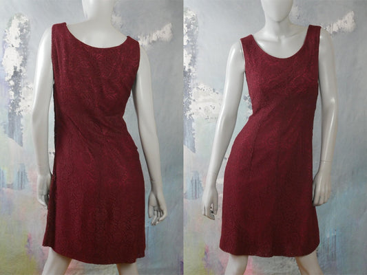 1960s Vintage Sleeveless Dress | Burgundy Cotton Paisley | Mod Summer Style Leo Gabor Vintage