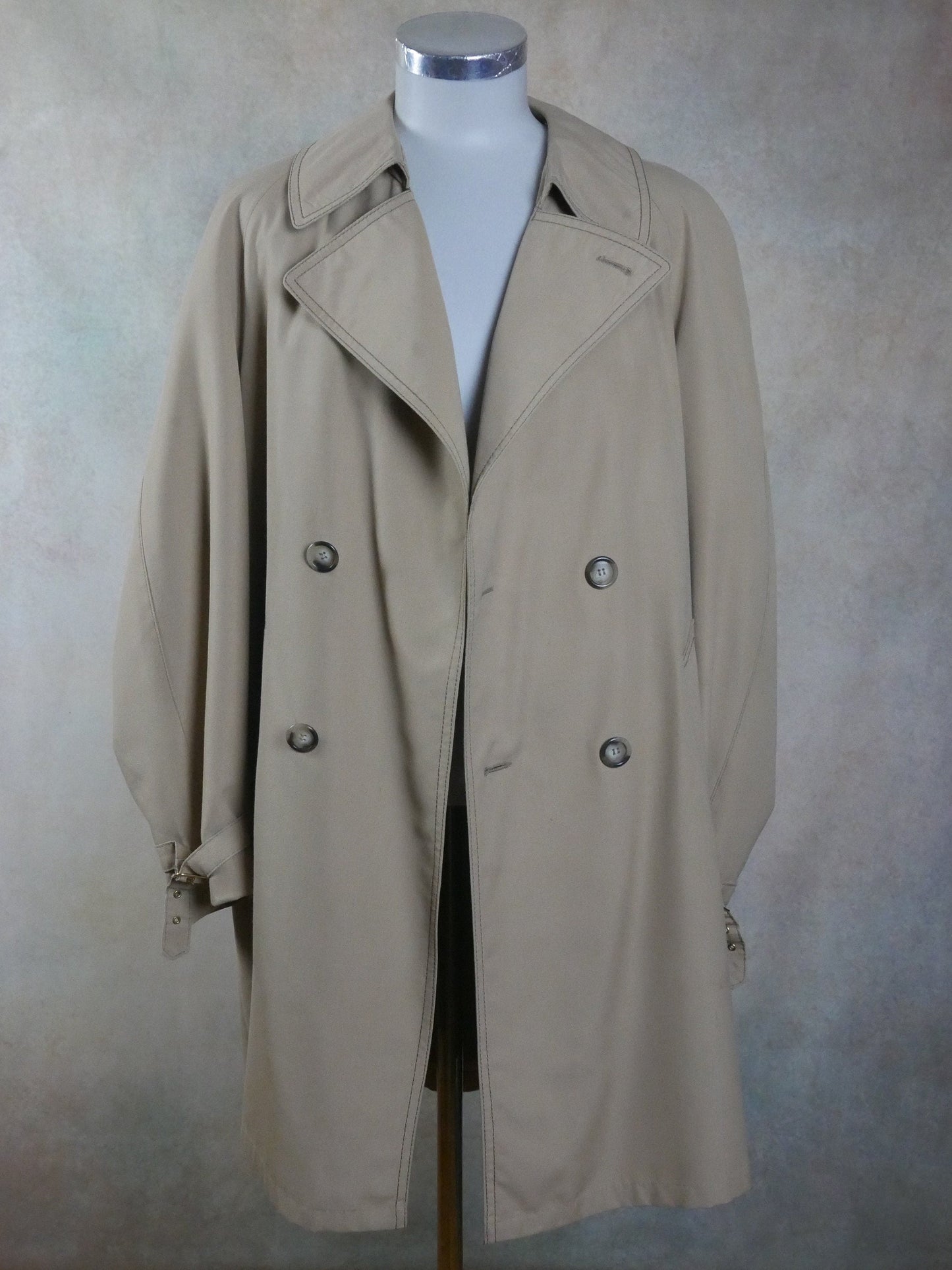 1970s Vintage Beige Trench Coat | Swedish Double-Breasted Duster Overcoat | Extra Large Leo Gabor Vintage